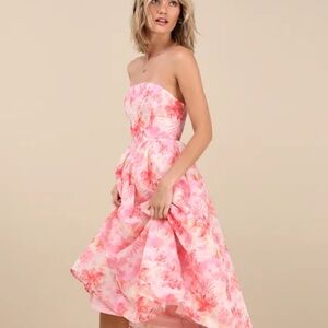 Lulus Eulalia  Floral Lace-Up Strapless Bustier